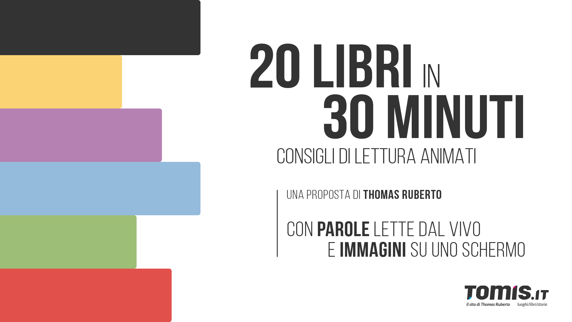 Featured image for “20 libri in 30 minuti. Consigli di lettura animati”
